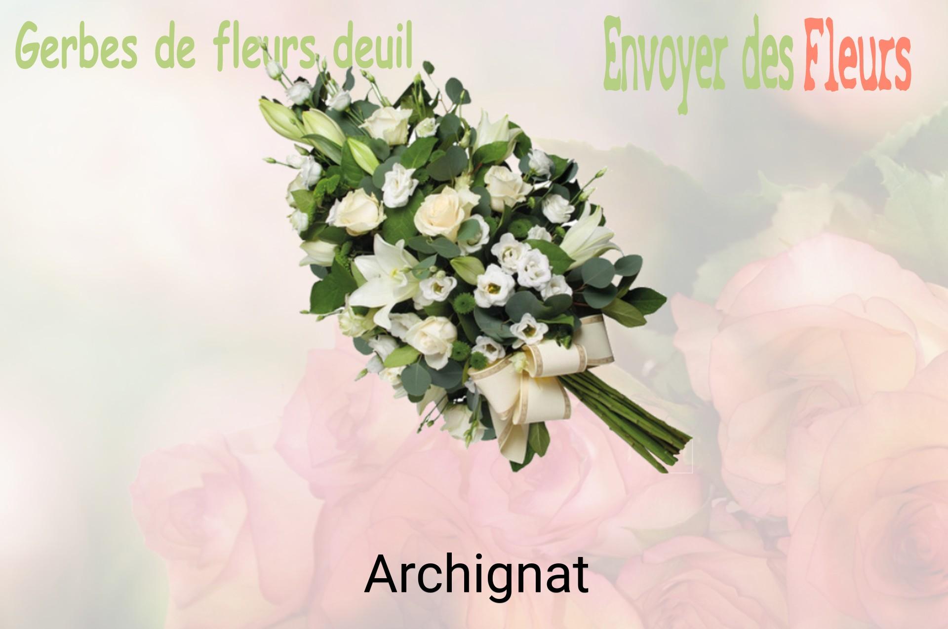 Gerbe de fleurs de deuil livrée à Archignat